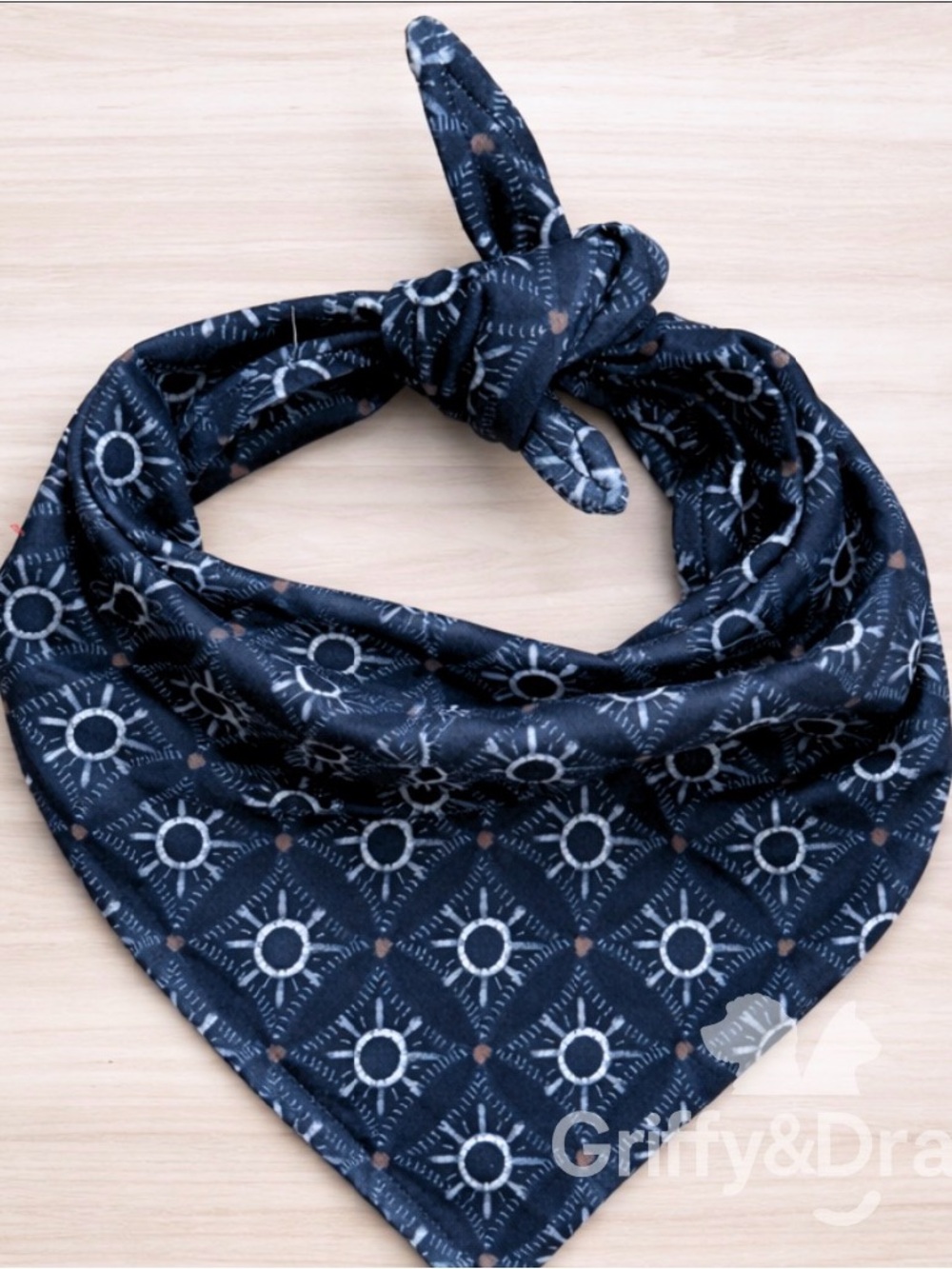Dark Blue Geometric Dog Bandana